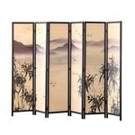 MIUZ 6 Panel Room Divider Screen Partition Privacy Fold Dividers Wood Stand