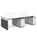 Knight 2.8M 4 Person Workstation with 4 Cabinets - White