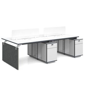 Knight 2.8M 4 Person Workstation with 4 Cabinets - White