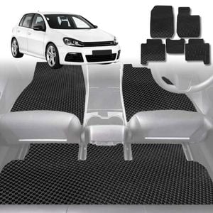 6D Diamond Car Floor Mats for VolksWagen Golf 2013-2021-Full Set-Black-Outback GT
