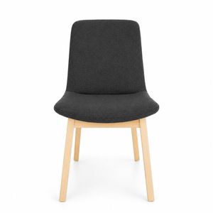 SK Designer Living | Cozy Upholstered Dining Chair | Natural Legs - Dark Grey Fabric