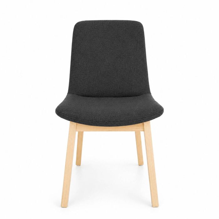 SK Designer Living | Cozy Upholstered Dining Chair | Natural Legs - Dark Grey Fabric