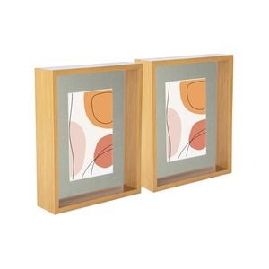 Nicola Spring 3D Deep Box Photo Frames - 8 x 10" with 5 x 7" Mount - Light Wood - Pack of 5