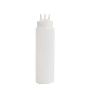 Vogue Squeeze Bottle Clear 3 Nozzle 681ml Commercial Kitchen Sauce Dispenser
