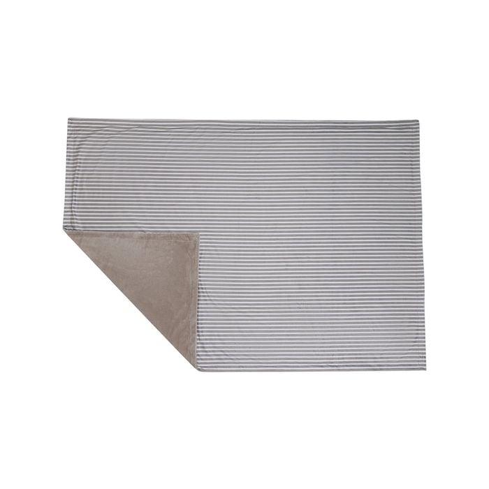 Baxter Bone Medium Taupe Stripe Luxe Soft Minky Pet Blanket
