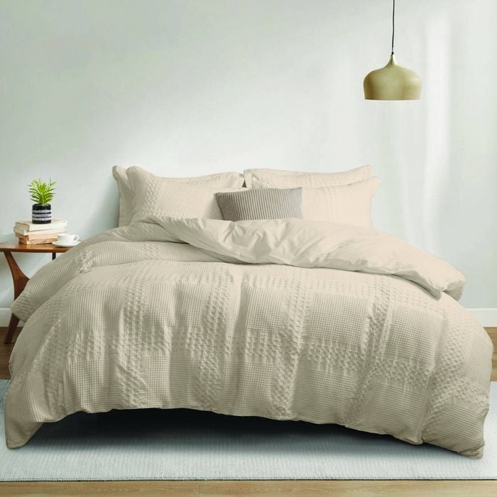 Bas Phillips Berkshire Cotton Waffle Quilt Cover Set King Birch