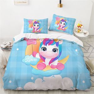 3D Moon Unicorn 359 Bed Pillowcases Quilt Queen Size