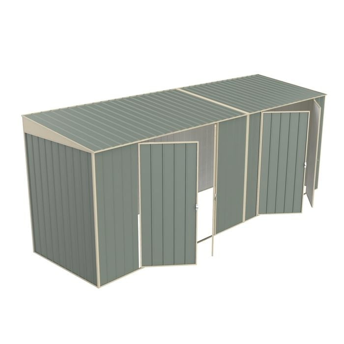 Build-a-Shed 1.5 x 5.2 x 2.0m Green Skillion Double Plus Double Hinged Side Doors Shed