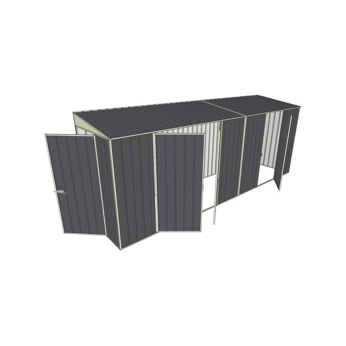 Build-A-Shed 1.2 x 5.2 x 2.0m Tunnel Shed Tunnel Hinged Door with 3 Hinged Side Doors - Grey