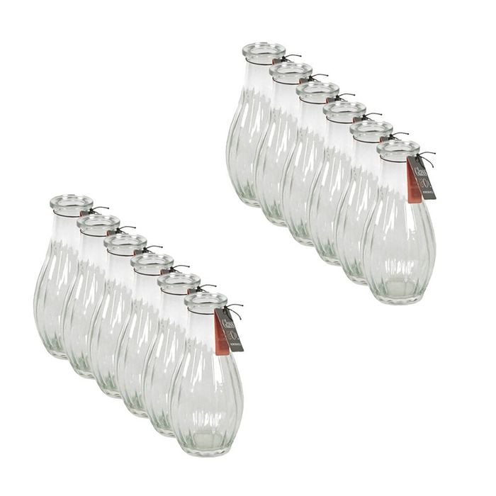 12PK Glass & Co Ribbed Glass Vase Home Decor 243.8x14.2cm - Clear