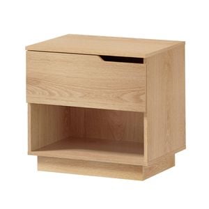 Oikiture Bedside Table 1 Drawer Storage Shelf Nightstand Side Cabinet Natural