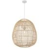 Telbix Rana Modern Pendant Hanging Lamp Light Metal Rattan Natural White