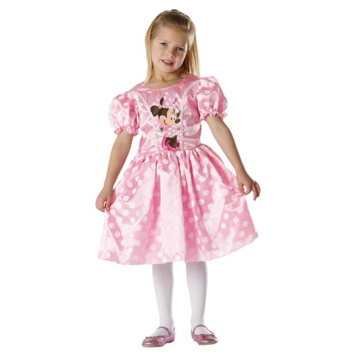 Minnie Mouse Satin Dress Halloween Costume with Puffy Sleeves and Tulle Underskirt – Pink Colour, 3-5 Years