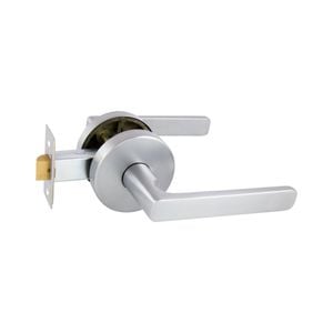 Schlage Brushed Satin Chrome Medio Plus Series Rivera Passage Lever Set with QuickFix