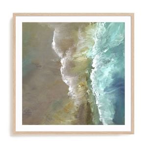 Artey | Aerial Coast III - Framed Print - Natural Frame - 50 x 50cm