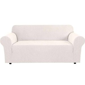 Smarcute 4 Seater High Stretch Jacquqard Textured Sofa Cover Ivory