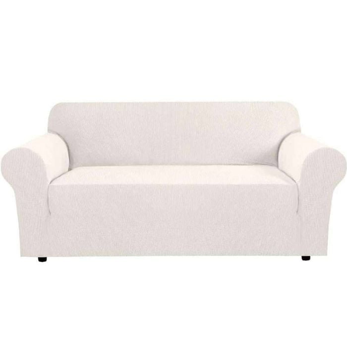 Smarcute 4 Seater High Stretch Jacquqard Textured Sofa Cover Ivory