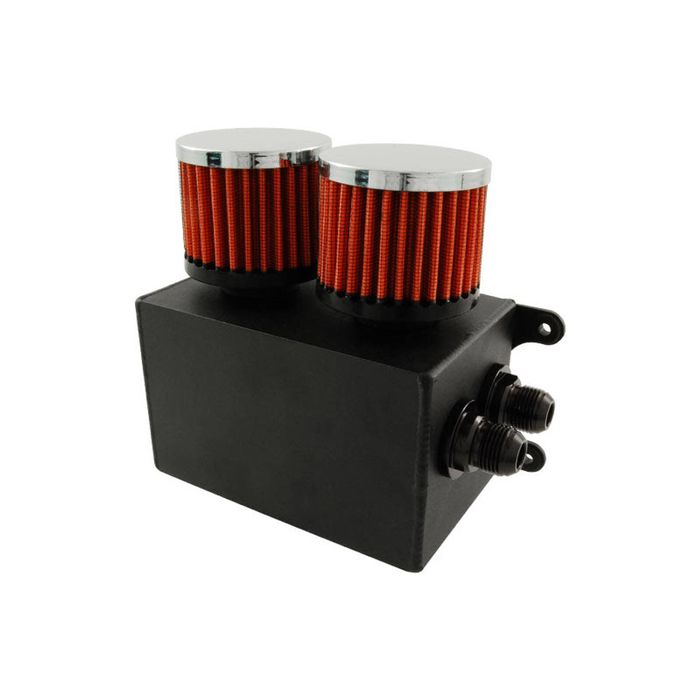 Calflow 1.1 Litre Rectangular Black Aluminium Oil Catch Tank with Breathers