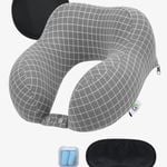Travel Pillow Memory Foam Neck Pillow for Neck Pain Grey