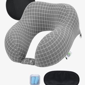 Travel Pillow Memory Foam Neck Pillow for Neck Pain Grey