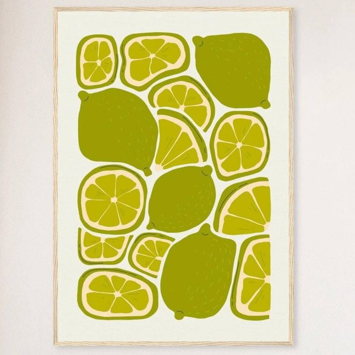 Galrie Vibrant Lime Print from Abstract Fruit Collection for Kitchen Wall Decor, Wood Frame, A4 21 x 30cm (8 x 12inch)