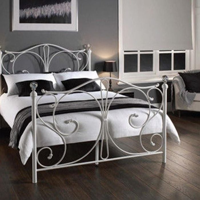 Istyle Christina Queen Bed Frame Metal Grey White