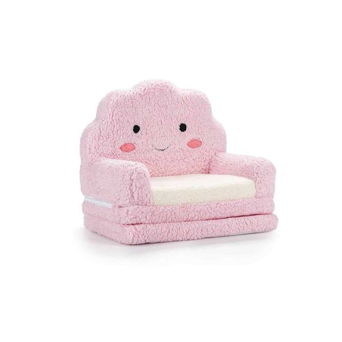 Costway 2-in-1 Foldable kids Sofa Bed Convertible Lounger Children Couch Cloud Designs-Pink