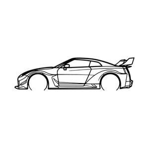 Ignite Laser Nissan R35 GTR Liberty Walk Silhouette Metal Wall Art Coated Black 15.7inch/40cm