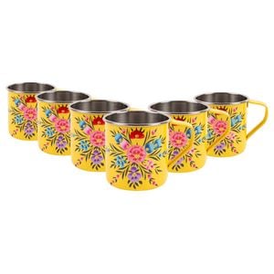 BillyCan Pansy 450ml Hand-Painted Camping Mugs - Pack of 6