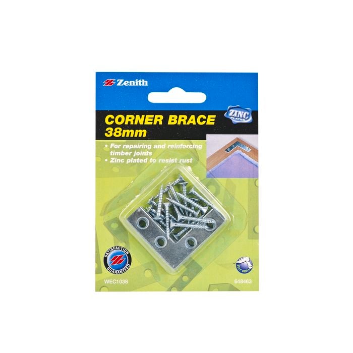 Zenith 38mm Zinc Plated Corner Brace Bracket - 4 Pack