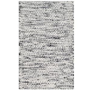 Handwoven Marble Wool Rug-6423-IVORY/CHARCOAL-60x90cm