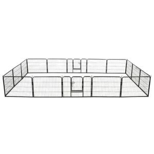 vidaXL Dog Playpen 16 Panels Steel 60x80cm Black Pet Puppy Exercise Kennel