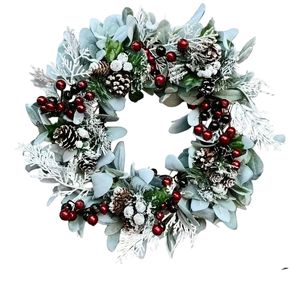 Lifebay Blue-Gray Eucalyptus Wreath with Pine Cones