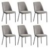 Oikiture Set of 6 Dining Chairs Chenille Fabric Grey