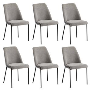 Oikiture Set of 6 Dining Chairs Chenille Fabric Grey