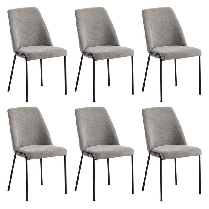 Oikiture Set of 6 Dining Chairs Chenille Fabric Grey