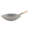 Chef Inox Cast Iron Asian Wok Round Base Wooden Handle 400mm Commercial Kitchen Cookware