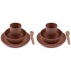 2x 4pc Fabelab Newborn Baby Plastic Meal Plate Bowl Spoon & Cup Dinnerware Clay