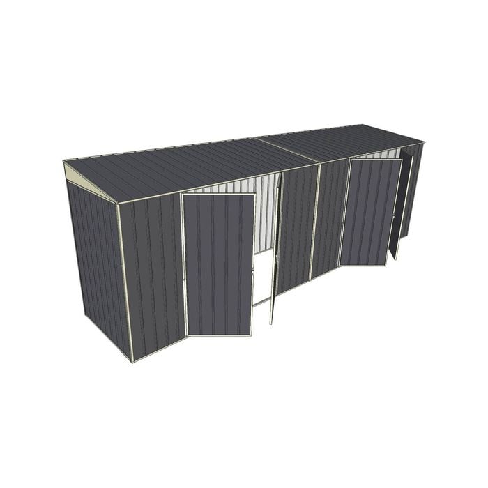 Build-A-Shed 1.2 x 6.0 x 2.0m Skillion Dual Double Hinged Side Doors Shed - Grey