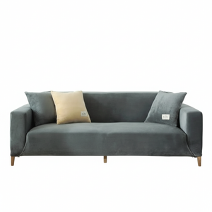 LushCovers Stretchable Quality Velvet Plush Sofa Pet Protect Elastic Lounge Couch Cover - 3 Seater - Dark Grey