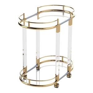 Soho 2 Tier Oval Acrylic Bar Cart Gold