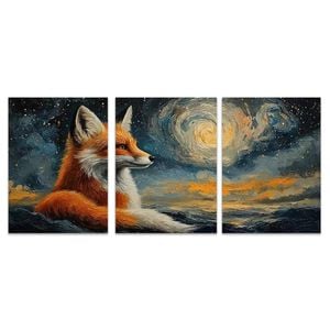3pcs Van Gogh Inspired Red Fox Print 100% Australian Made 3 x 40x60cm (Metal Print)