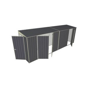 Build-A-Shed 1.2 x 6.0 x 2.0m Tunnel Shed Tunnel Hinged Door with 3 Hinged Side Doors - Grey