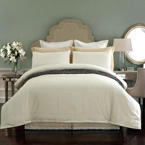 CottonMore 100% Cotton 300TC Plain Cream Quilt Cover Set - King
