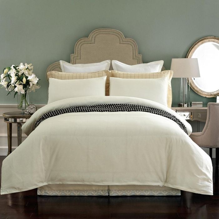 CottonMore 100% Cotton 300TC Plain Cream Quilt Cover Set - King