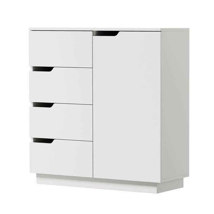 Oikiture Storage Cabinet 4 Drawers Buffet Cupboard Hallway Handleless White