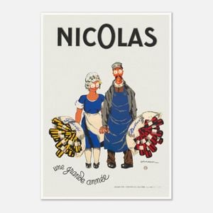 Galrie Nicolas Fine Bottles (1930) Vintage Poster French Art Masterpiece for Home Decor, Poster Only, A3 30 x 42cm (12 x 16inch)