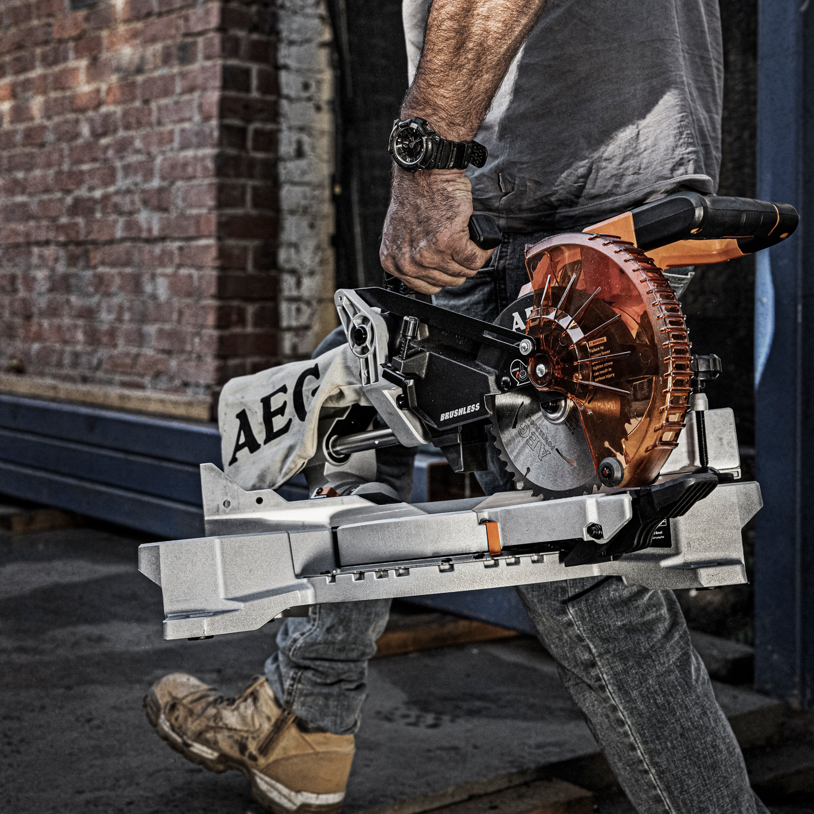 AEG 18V Brushless 184mm Slide Compound Mitre Saw Skin Only