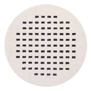 Loopsie-240cm X 240cm-taber Cream And Black Rectangles Washable Round Rug