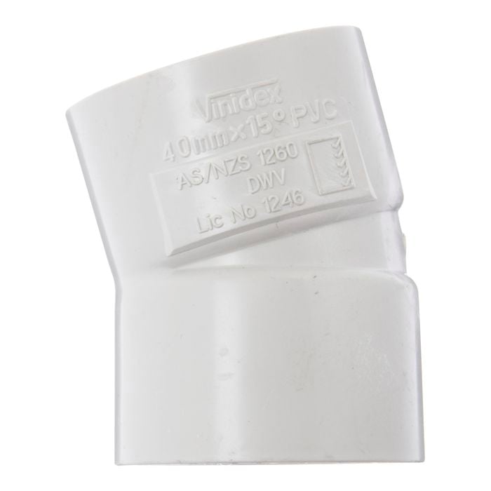 Marley Vinidex 40mm x 15°PVC F/F Plain Bend